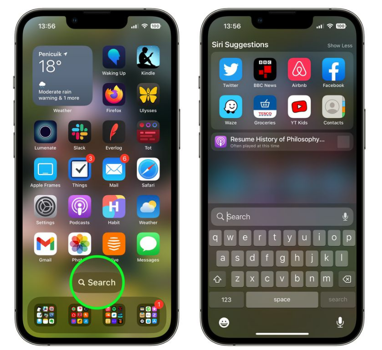 云龙苹果手机维修分享升级到 iOS 16 后，如何删除主屏幕上的搜索按钮 